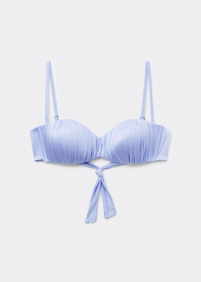 Top de costum de baie bandeau cu pernițe gradate, din satin lucios