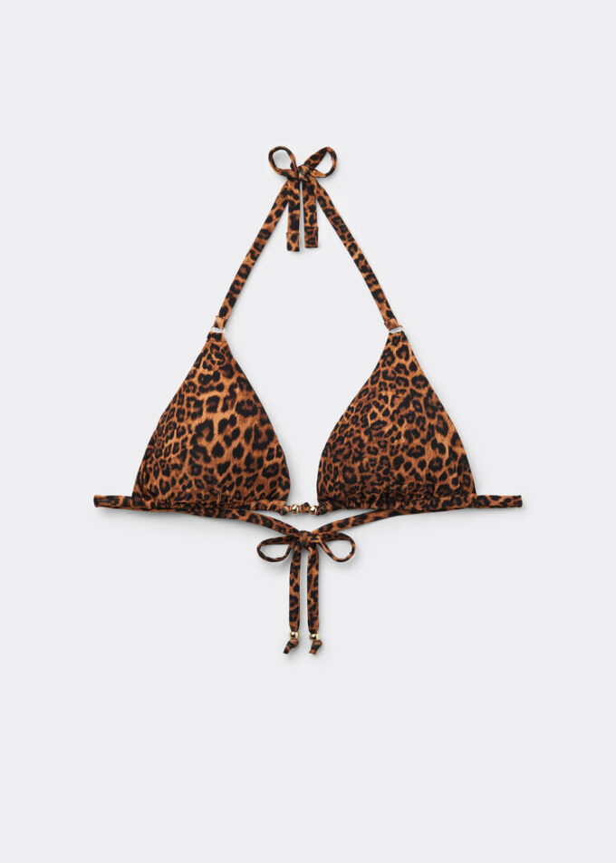 Top de costum de baie cu imprimeu animalier sălbatic