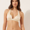Top de costum de baie cu topuri triunghiulare cu pernițe gradate, din satin lucios Top de costum de baie cu topuri triunghiulare cu pernițe gradate, din satin lucios