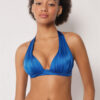 Top de costum de baie cu topuri triunghiulare cu pernițe gradate, din satin lucios Top de costum de baie cu topuri triunghiulare cu pernițe gradate, din satin lucios