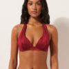 Top de costum de baie cu topuri triunghiulare cu pernițe gradate, din satin lucios Top de costum de baie cu topuri triunghiulare cu pernițe gradate, din satin lucios