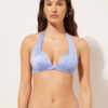 Top de costum de baie cu topuri triunghiulare cu pernițe gradate, din satin lucios Top de costum de baie cu topuri triunghiulare cu pernițe gradate, din satin lucios