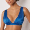 Top de costum de baie cu topuri triunghiulare cu pernițe gradate, din satin lucios Top de costum de baie cu topuri triunghiulare cu pernițe gradate, din satin lucios