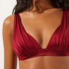 Top de costum de baie cu topuri triunghiulare cu pernițe gradate, din satin lucios Top de costum de baie cu topuri triunghiulare cu pernițe gradate, din satin lucios