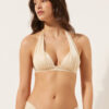 Top de costum de baie cu topuri triunghiulare cu pernițe gradate, din satin lucios Top de costum de baie cu topuri triunghiulare cu pernițe gradate, din satin lucios
