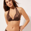 Top de costum de baie cu topuri triunghiulare cu pernițe gradate, din satin lucios Top de costum de baie cu topuri triunghiulare cu pernițe gradate, din satin lucios