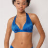 Top de costum de baie cu topuri triunghiulare cu pernițe gradate, din satin lucios Top de costum de baie cu topuri triunghiulare cu pernițe gradate, din satin lucios