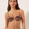 Top de costum de baie push-up cu model chevron auriu Top de costum de baie push-up cu model chevron auriu
