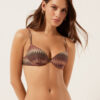 Top de costum de baie push-up cu model chevron auriu Top de costum de baie push-up cu model chevron auriu