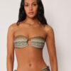 Top de costum de baie tip bandeau, elegant, cu imprimeu etnic