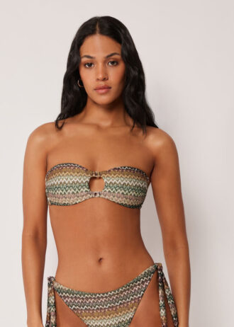 Top de costum de baie tip bandeau, elegant, cu imprimeu etnic Top de costum de baie tip bandeau, elegant, cu imprimeu etnic