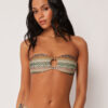 Top de costum de baie tip bandeau, elegant, cu imprimeu etnic