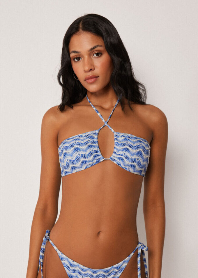 Top de costum de baie tip bandeau Water Reflection
