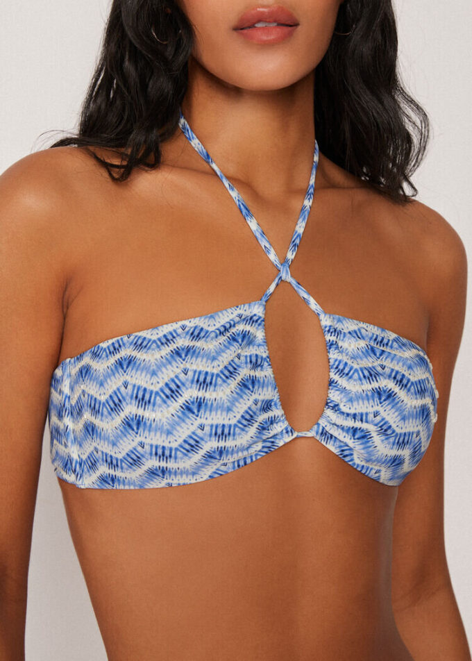 Top de costum de baie tip bandeau Water Reflection