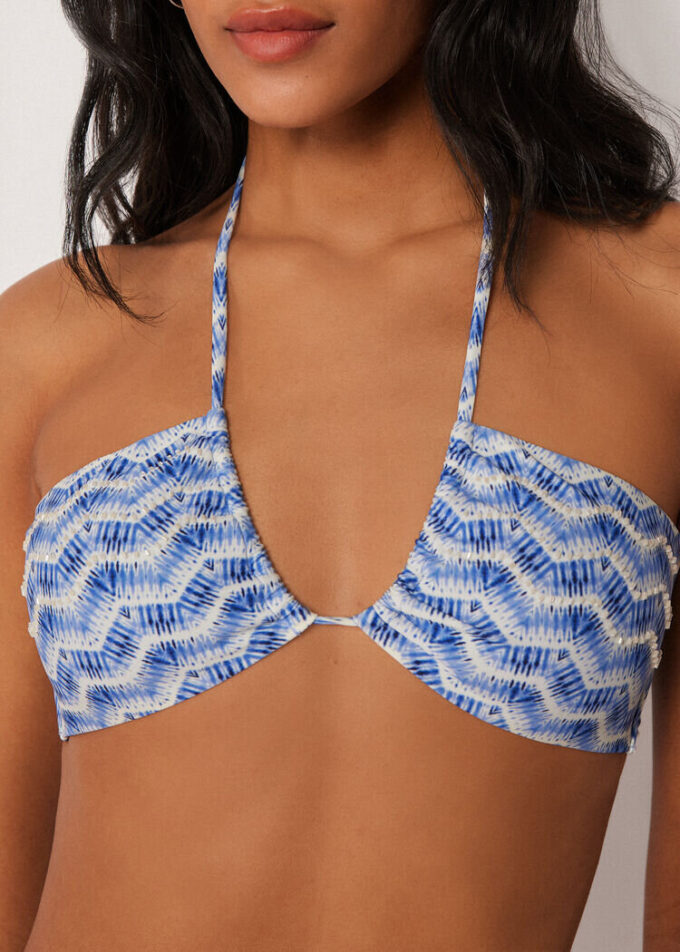 Top de costum de baie tip bandeau Water Reflection