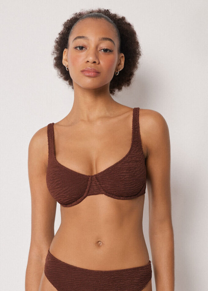 Top de costum de baie Topuri balconette Crinkle Waves Top de costum de baie Topuri balconette Crinkle Waves