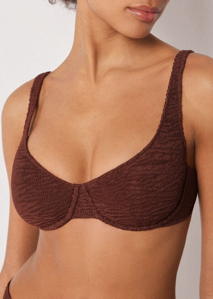 Top de costum de baie Topuri balconette Crinkle Waves Top de costum de baie Topuri balconette Crinkle Waves