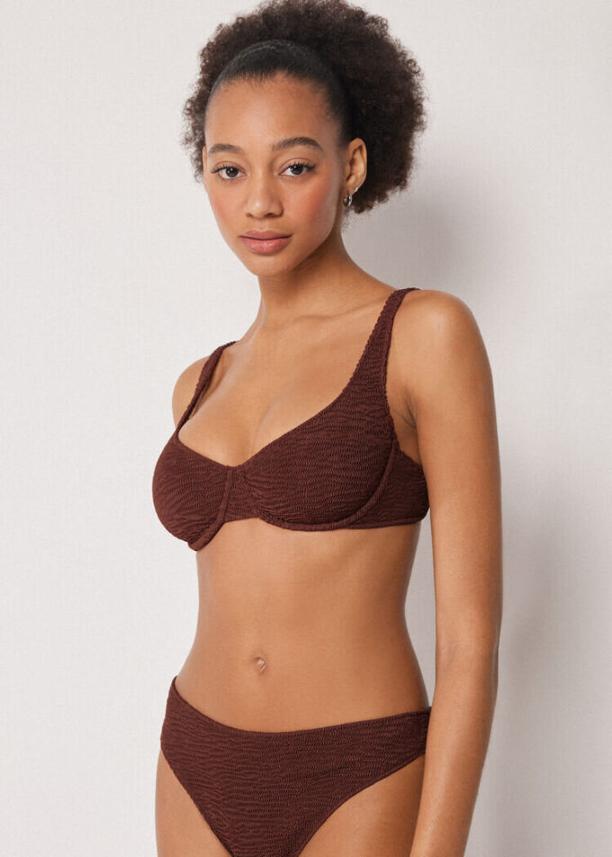 Top de costum de baie Topuri balconette Crinkle Waves Top de costum de baie Topuri balconette Crinkle Waves