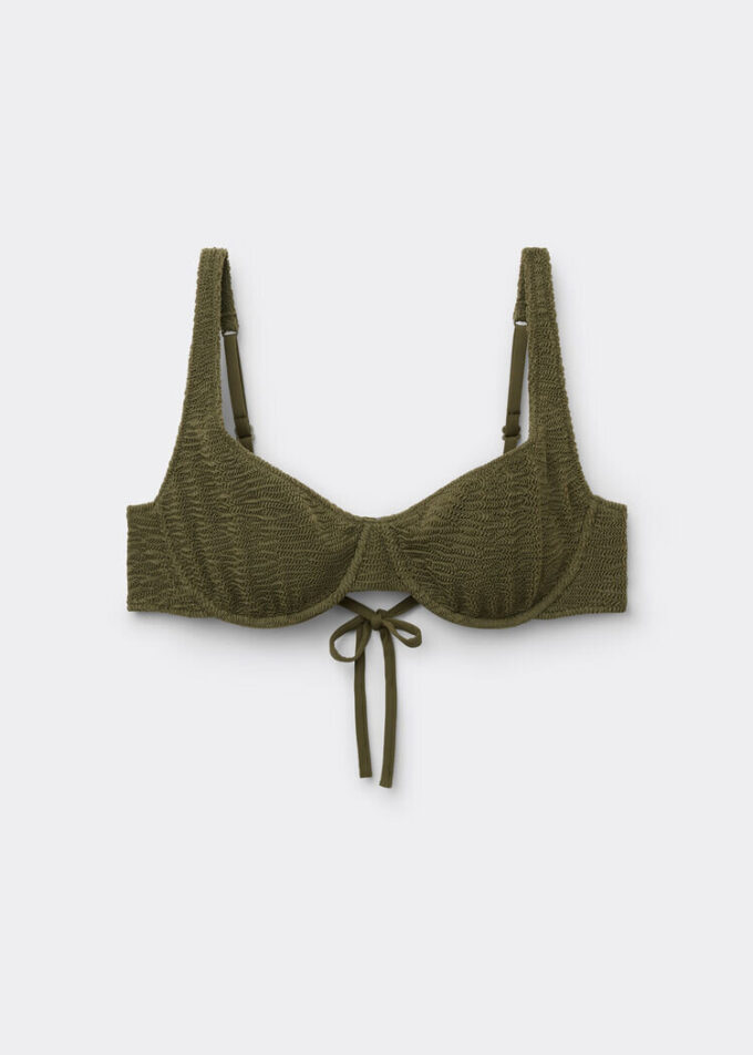 Top de costum de baie Topuri balconette Crinkle Waves Top de costum de baie Topuri balconette Crinkle Waves