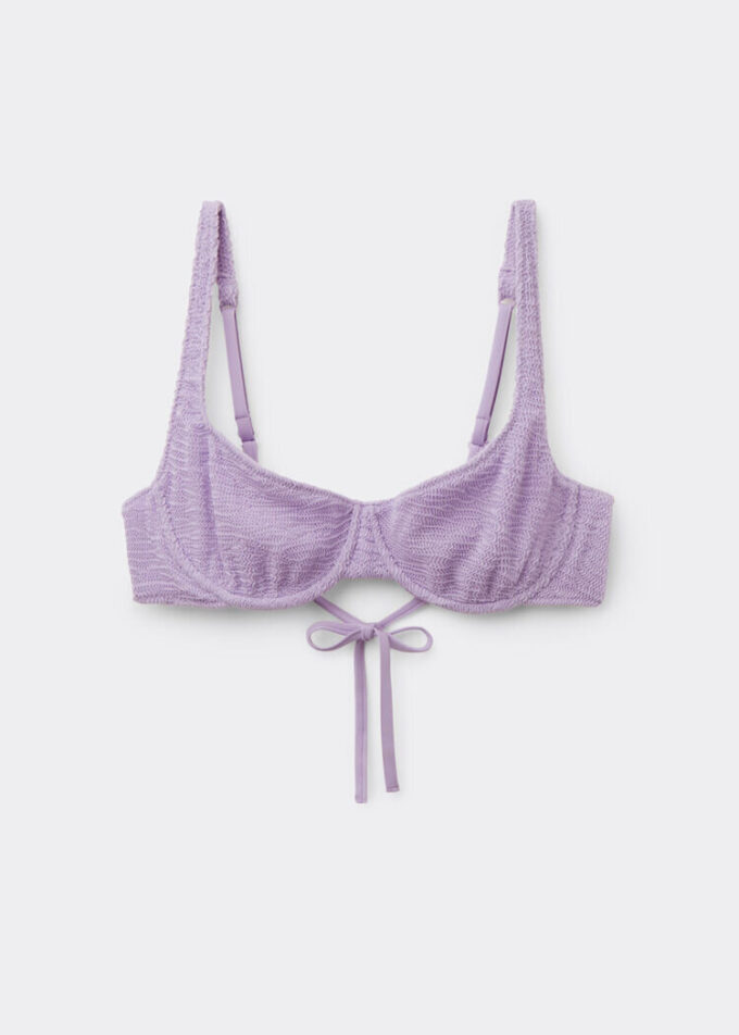 Top de costum de baie Topuri balconette Crinkle Waves Top de costum de baie Topuri balconette Crinkle Waves