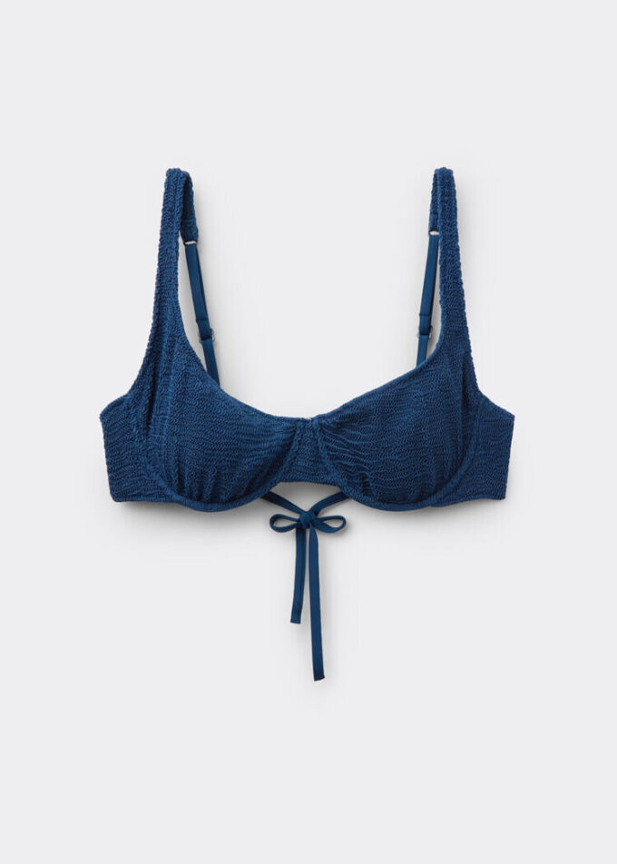 Top de costum de baie Topuri balconette Crinkle Waves Top de costum de baie Topuri balconette Crinkle Waves