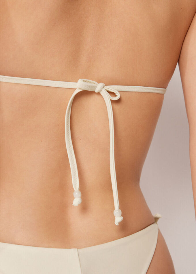 Top de costum de baie triunghiular cu pernițe, din plasă cu paiete