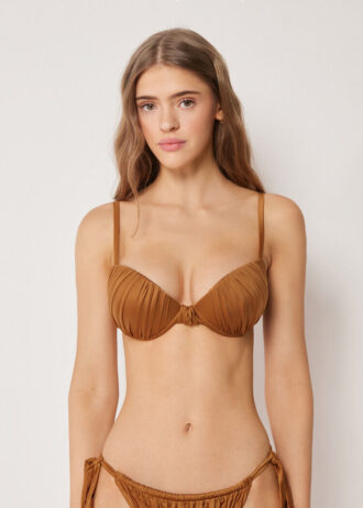 Topuri de bikini push-up cu pernițe din satin lucios