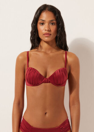 Topuri de bikini push-up cu pernițe din satin lucios