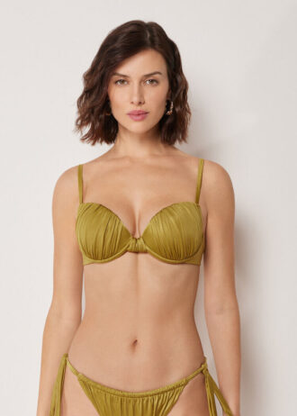 Topuri de bikini push-up cu pernițe din satin lucios