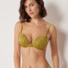Topuri de bikini push-up cu pernițe din satin lucios Topuri de bikini push-up cu pernițe din satin lucios