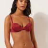 Topuri de bikini push-up cu pernițe din satin lucios Topuri de bikini push-up cu pernițe din satin lucios
