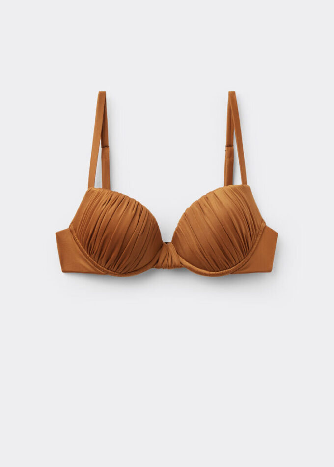 Topuri de bikini push-up cu pernițe din satin lucios Topuri de bikini push-up cu pernițe din satin lucios