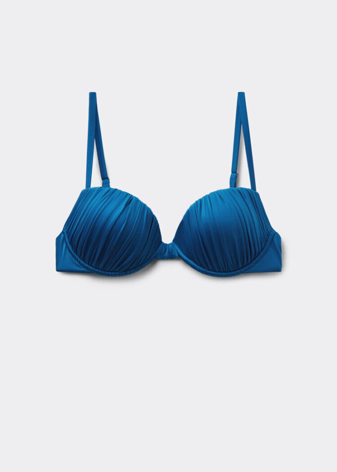 Topuri de bikini push-up cu pernițe din satin lucios Topuri de bikini push-up cu pernițe din satin lucios