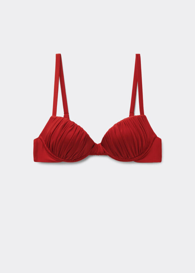 Topuri de bikini push-up cu pernițe din satin lucios Topuri de bikini push-up cu pernițe din satin lucios
