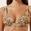Topuri triunghi de costum de baie căptușite cu imprimeu de frunziș tropical Topuri triunghi de costum de baie căptușite cu imprimeu de frunziș tropical